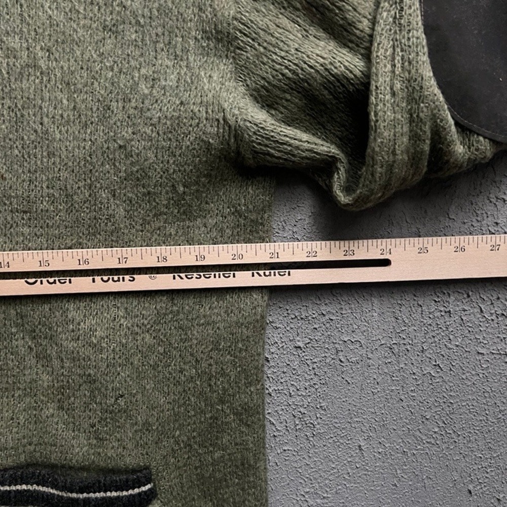 Vintage Pennleigh Mohair Zip Up Cardigan Large Green 1960s Distressed - Picture 8 of 10